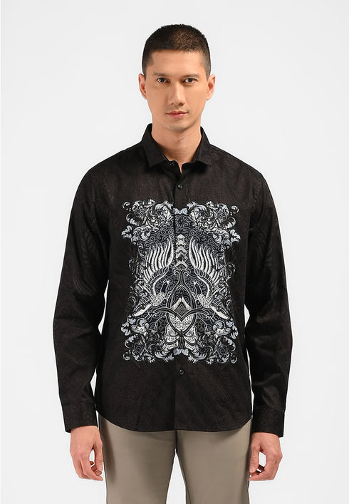 MOC Kemeja Batik Lengan Panjang Pria SHIMHIKA-BLACK
