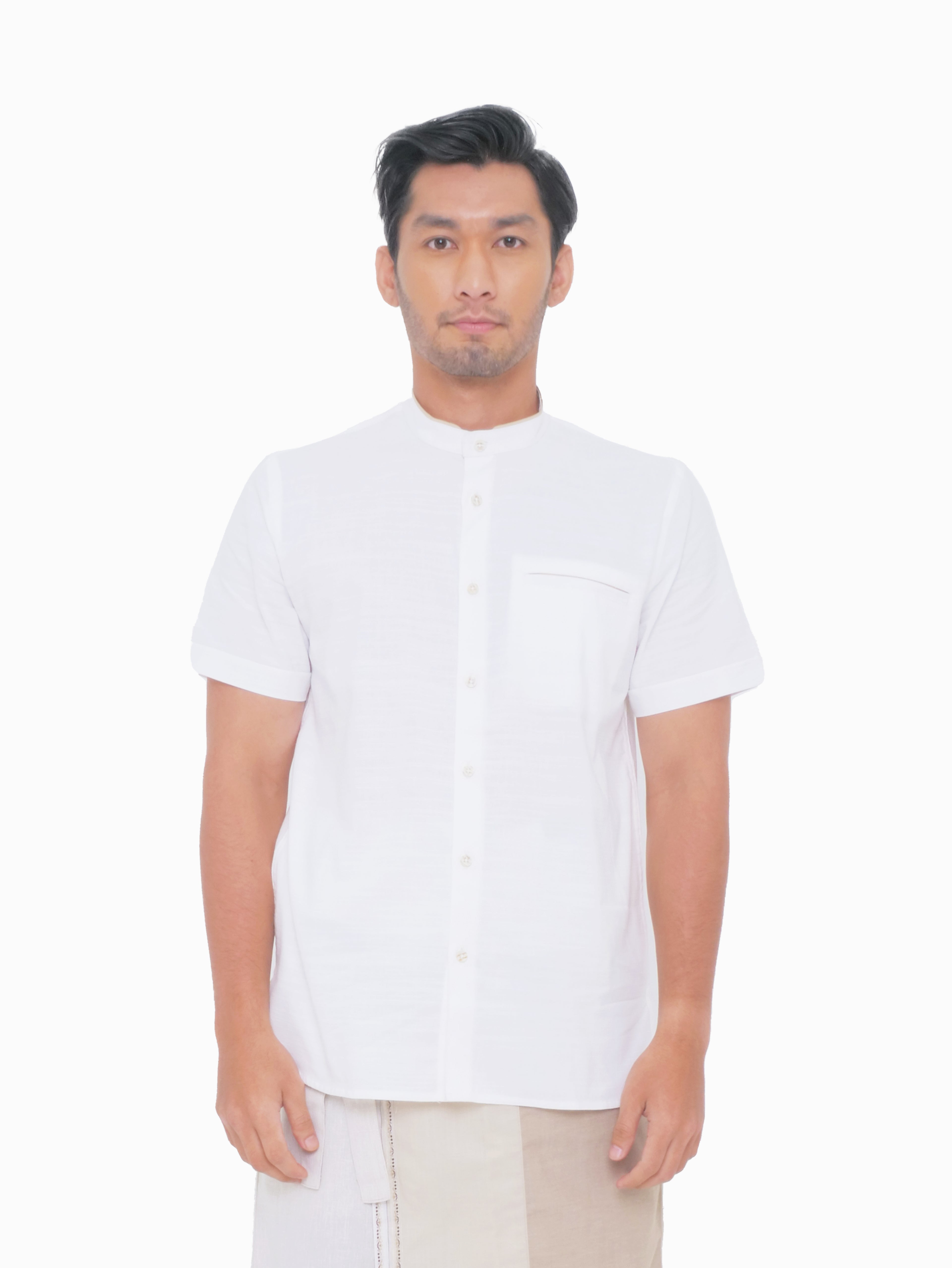 MOC Kemeja Lengan Pendek Pria BRAHAM- WHITE
