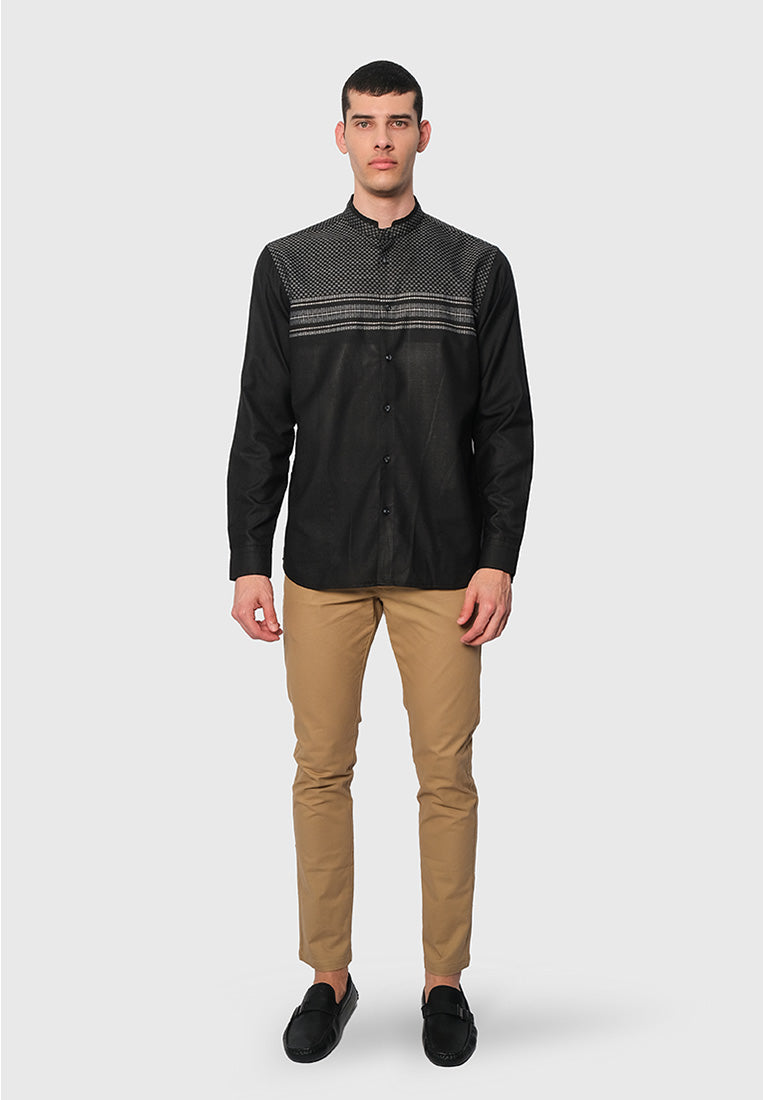 MOC Kemeja Koko Lengan Panjang Pria ABA-BLACK