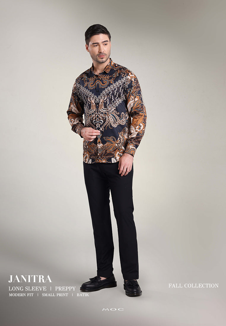 MOC Kemeja Batik Lengan Panjang Pria JANITRA-BROWN
