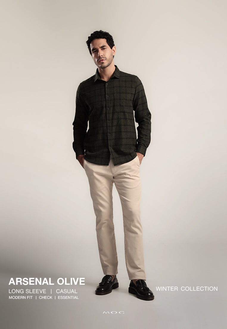 MOC Kemeja Lengan Panjang Pria ARSENAL-OLIVE