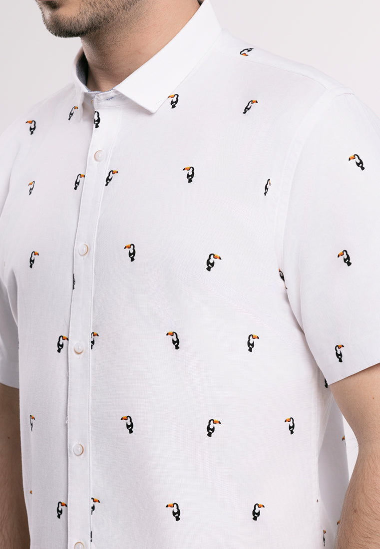 MOC Kemeja Lengan Pendek Pria GODRIC-WHITE