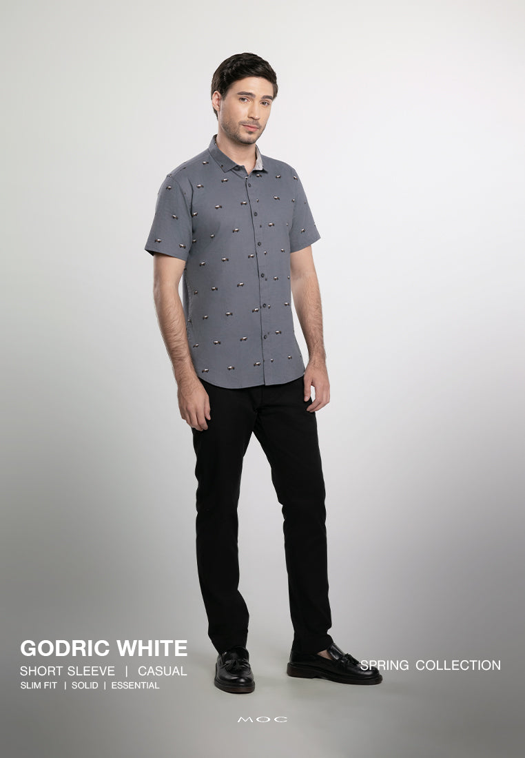 MOC Kemeja Lengan Pendek Pria GODRIC-DARK GREY