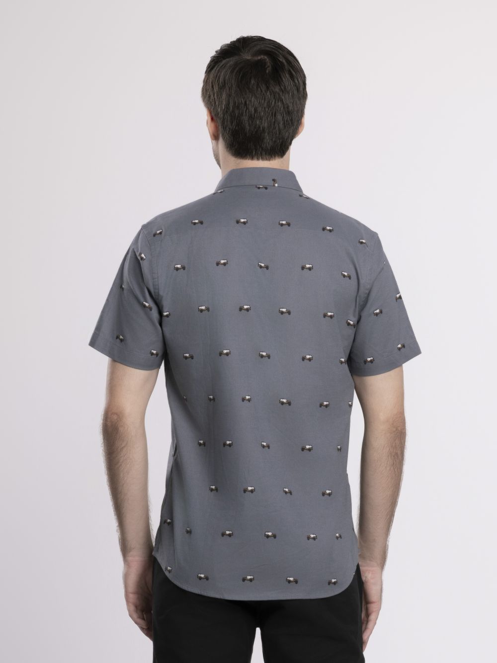 MOC Kemeja Lengan Pendek Pria GODRIC-DARK GREY