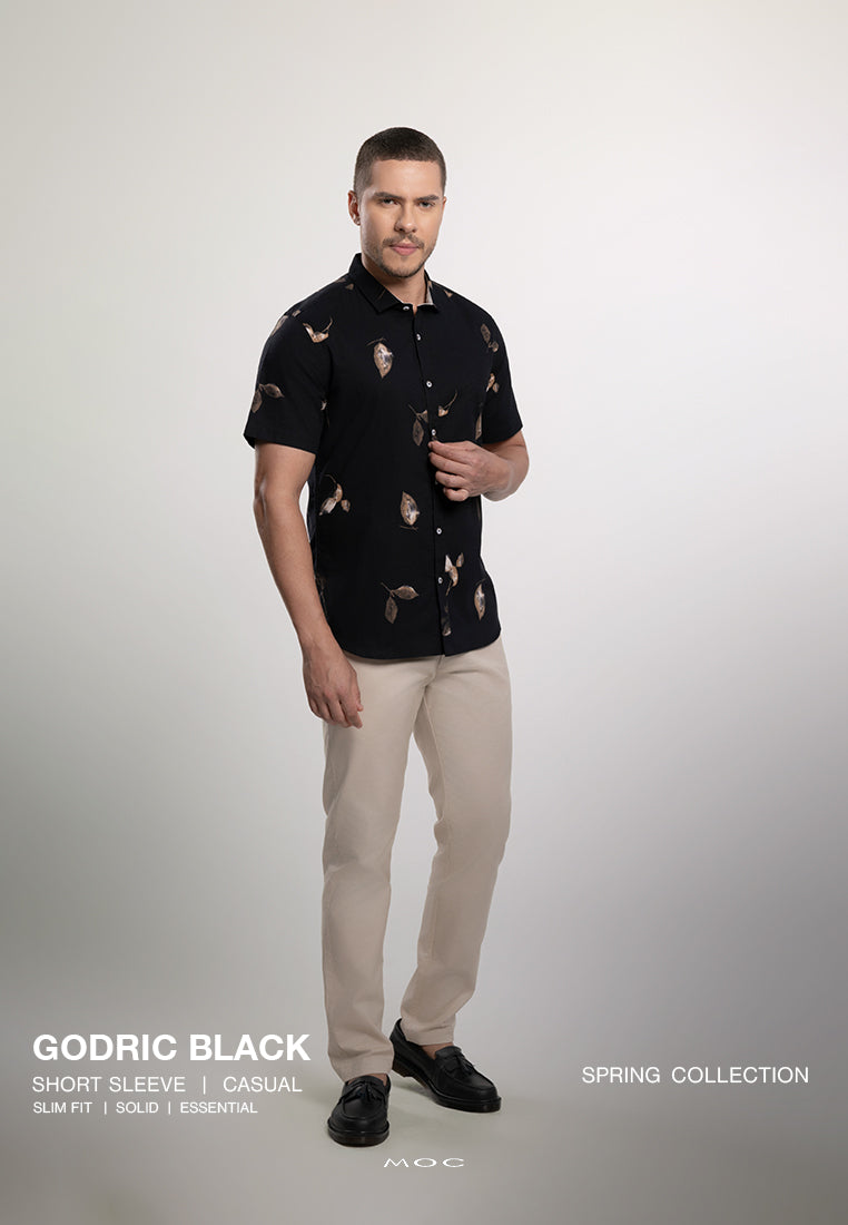 MOC Kemeja Lengan Pendek Pria GODRIC-BLACK