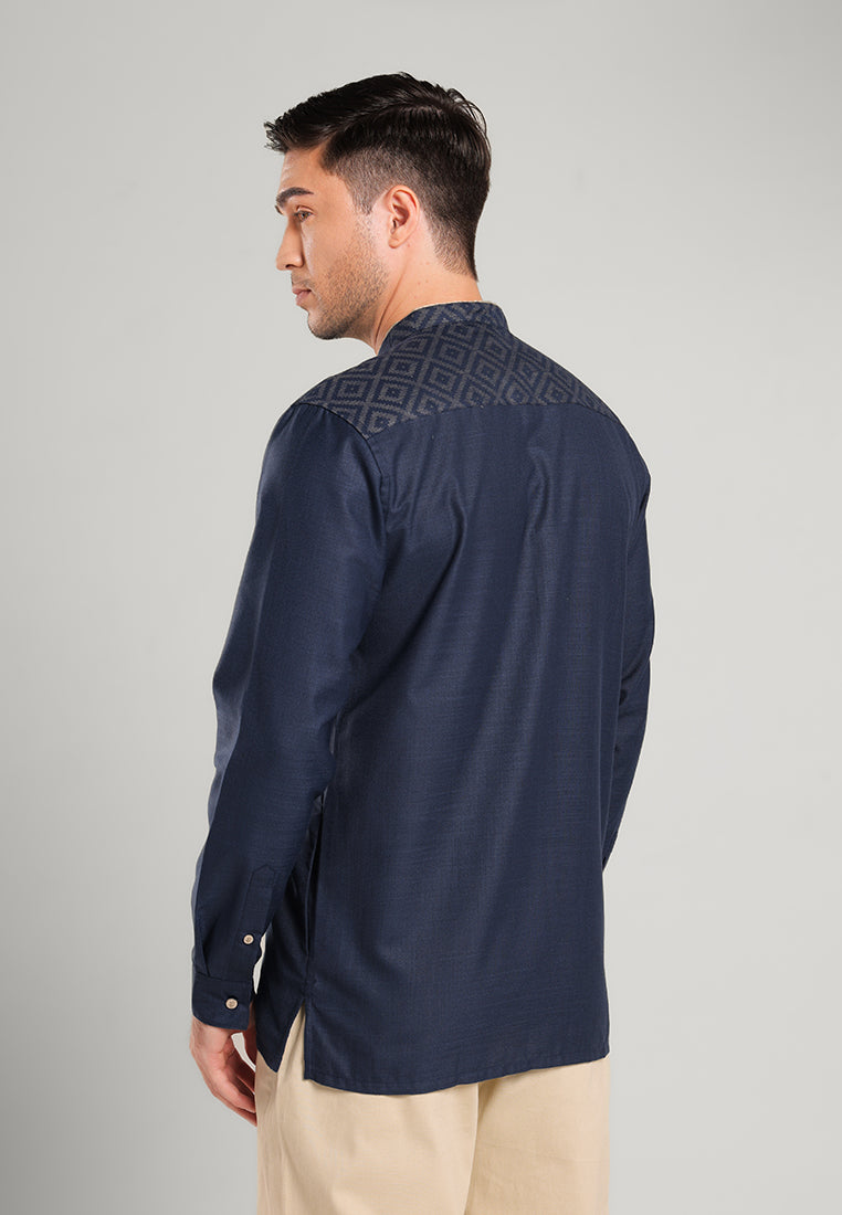 MOC Kemeja Koko Lengan Panjang Pria BAHRI-NAVY