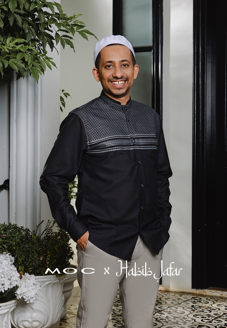 MOC x Habib Jafar Kemeja Koko Lengan Panjang Pria Aba - Black