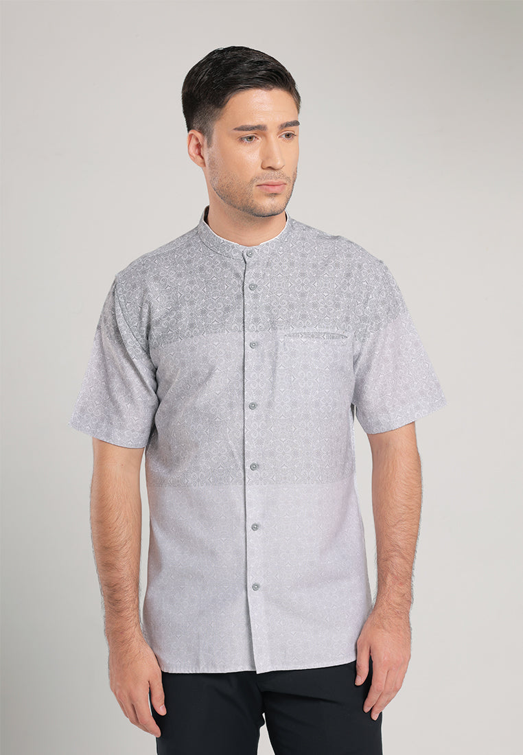 MOC Kemeja Koko Lengan Pendek Pria TORVI-GREY