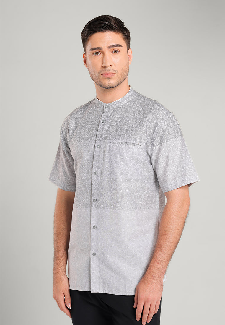 MOC Kemeja Koko Lengan Pendek Pria TORVI-GREY