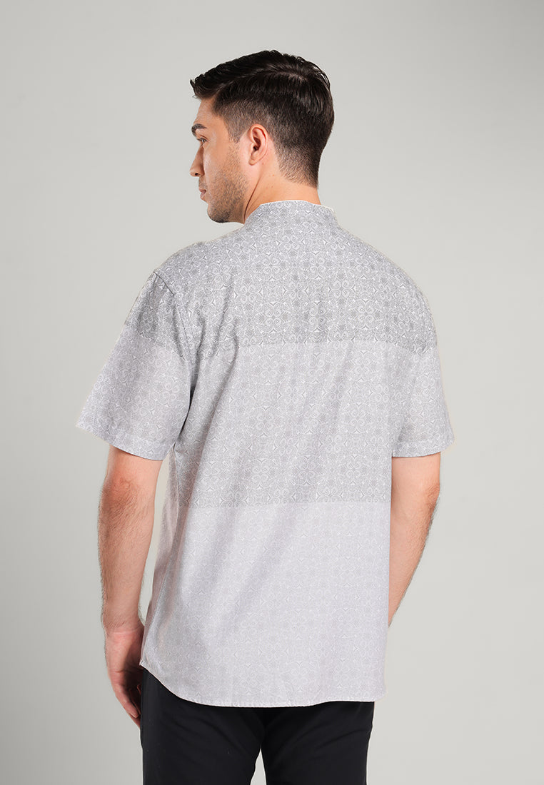 MOC Kemeja Koko Lengan Pendek Pria TORVI-GREY