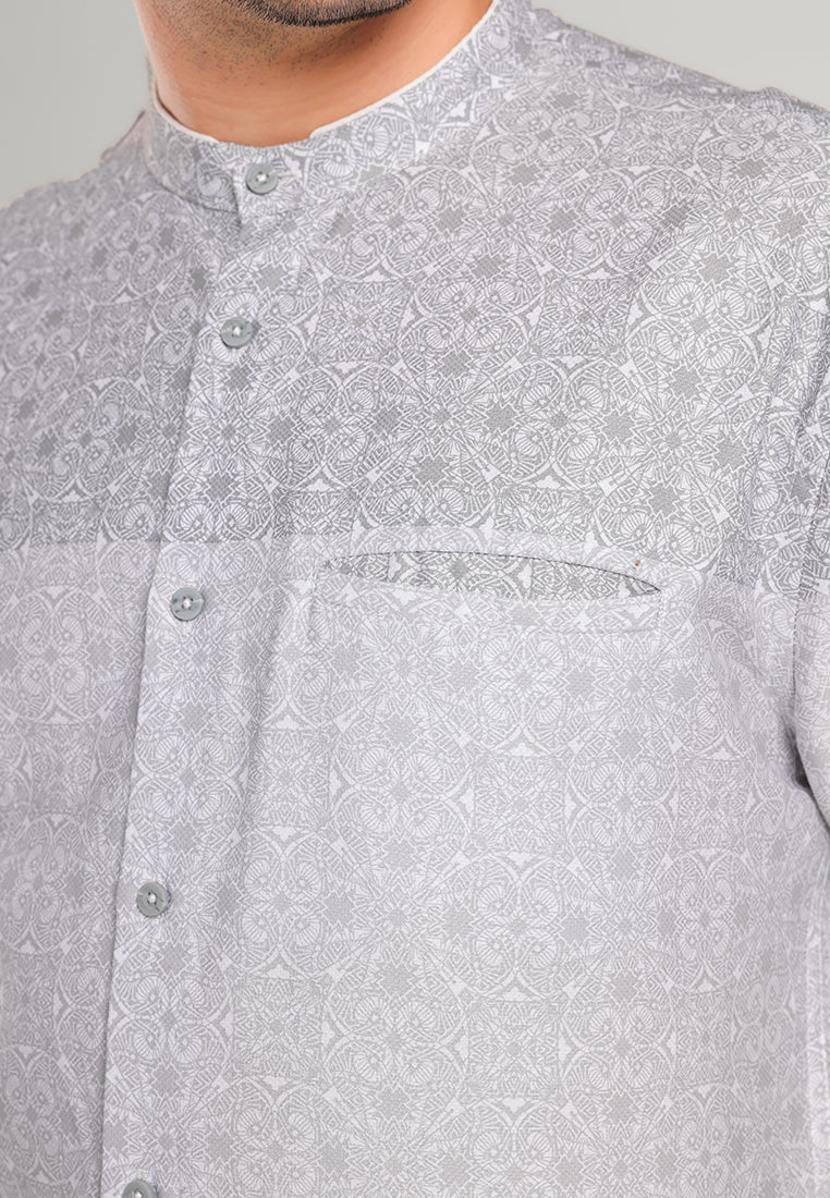 MOC Kemeja Koko Lengan Pendek Pria TORVI-GREY
