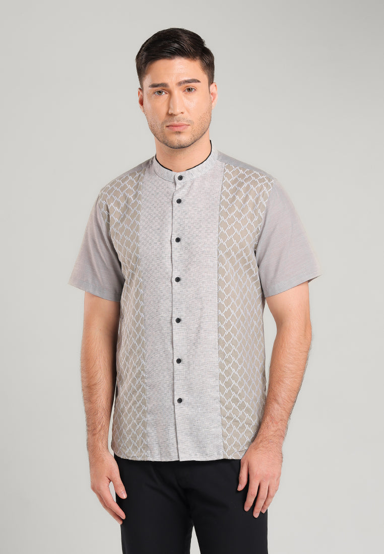 MOC Kemeja Koko Lengan Pendek Pria Tragan - Grey