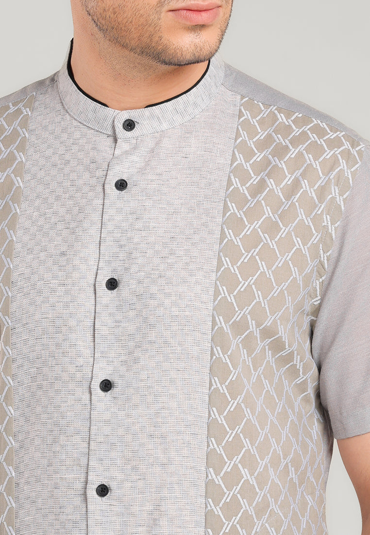 MOC Kemeja Koko Lengan Pendek Pria Tragan - Grey