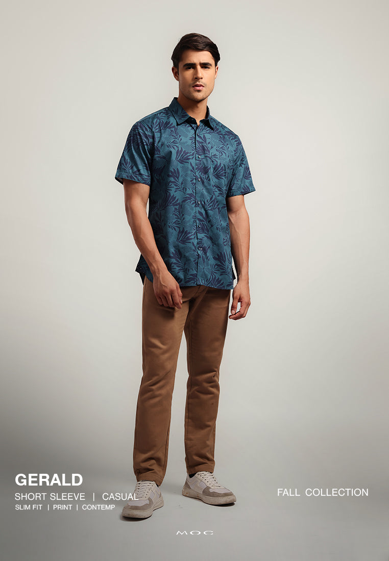 MOC - Kemeja Motif Pria Lengan Pendek Gerald - Green