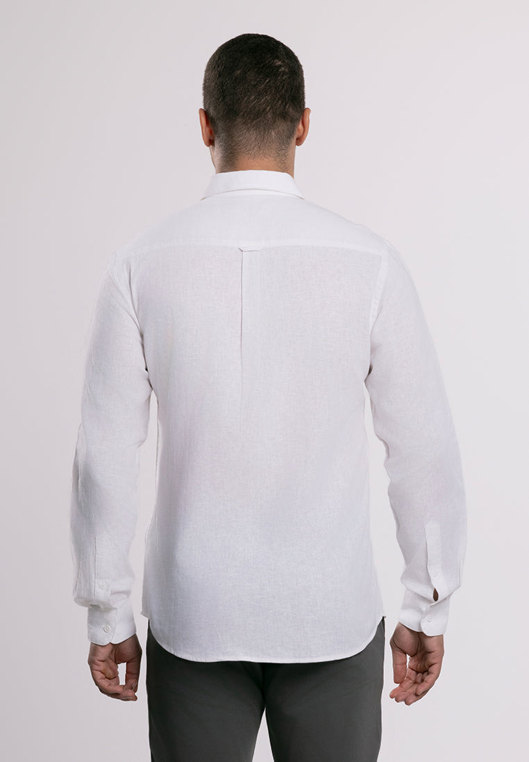 MOC - Kemeja Polos Pria Lengan Panjang Ford - White