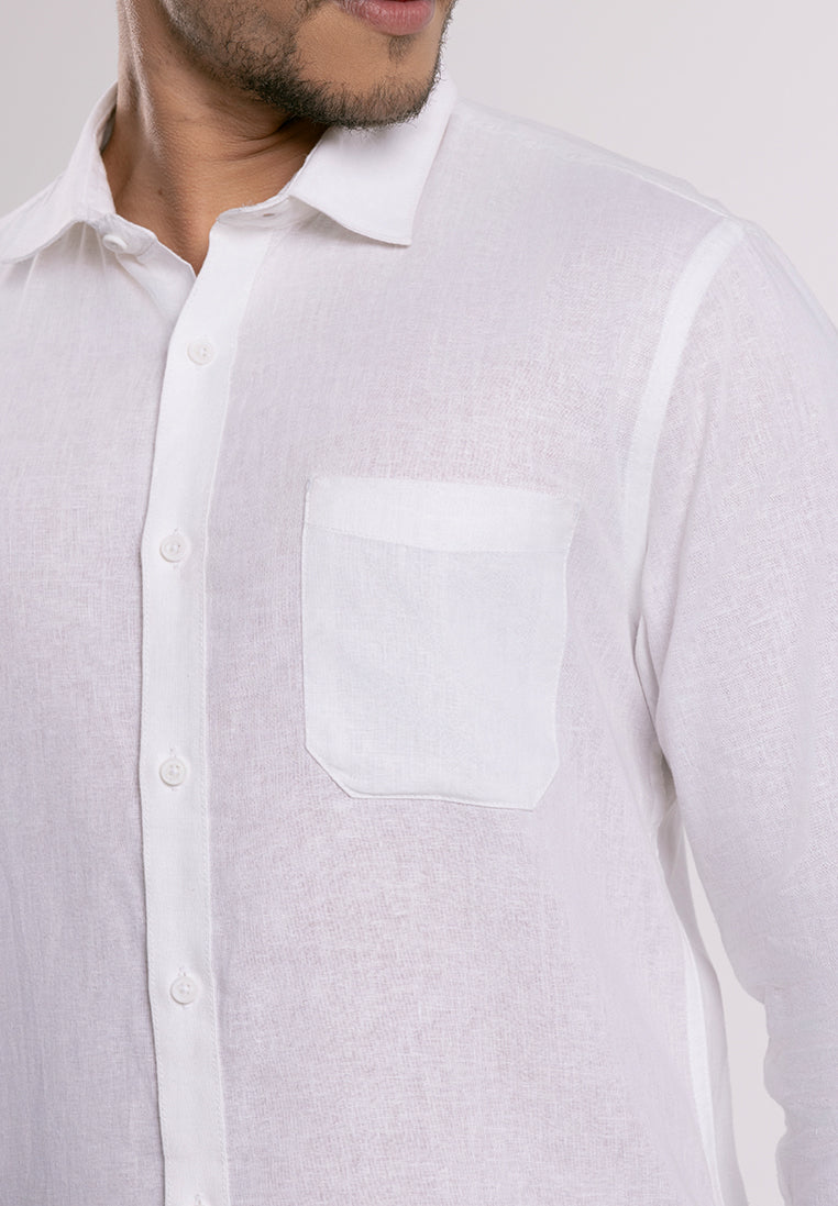 MOC - Kemeja Polos Pria Lengan Panjang Ford - White