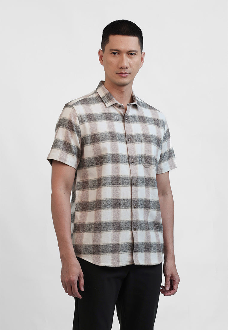 MOC Kemeja Lengan Pendek Pria HUGOS - BROWN