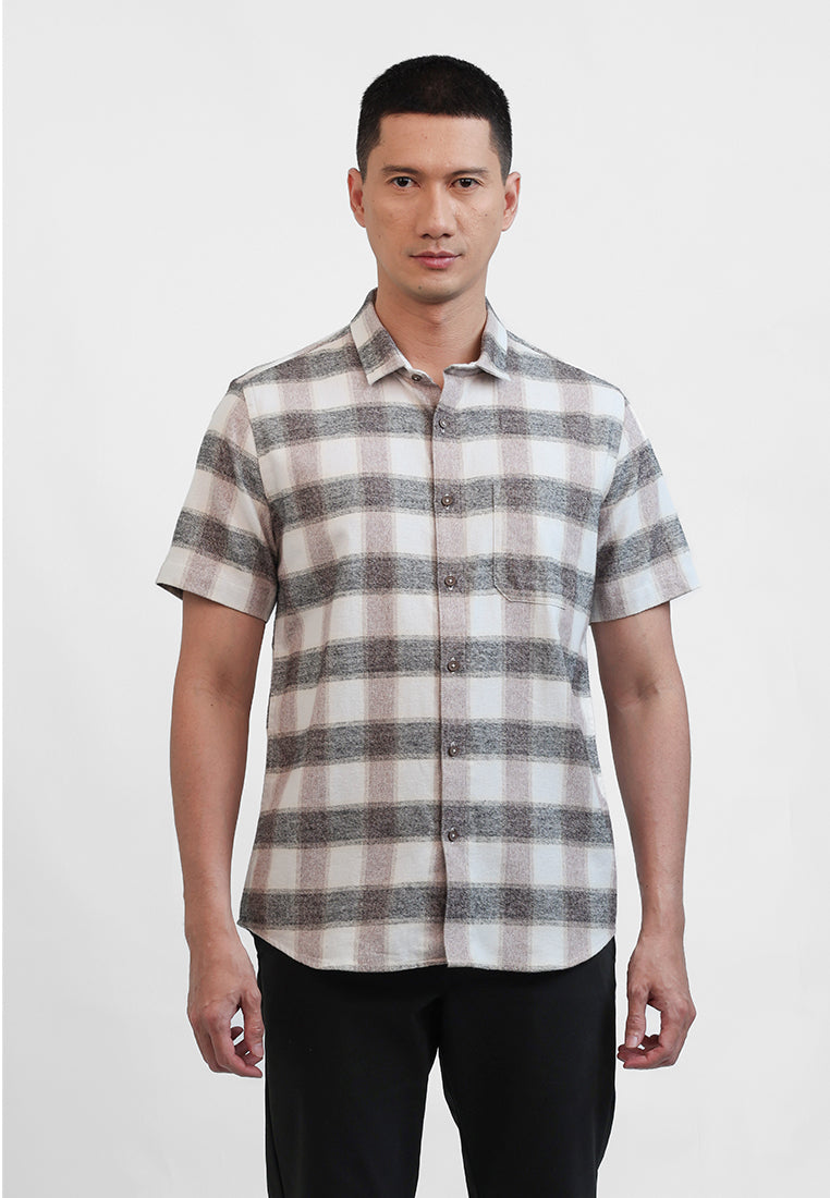 MOC Kemeja Lengan Pendek Pria HUGOS - BROWN