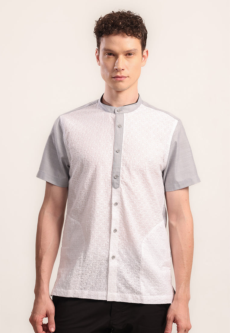 MOC Kemeja Shanghai Lengan Pendek Pria Abbari A - Grey