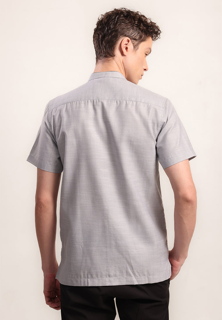 MOC Kemeja Shanghai Lengan Pendek Pria Abbari A - Grey