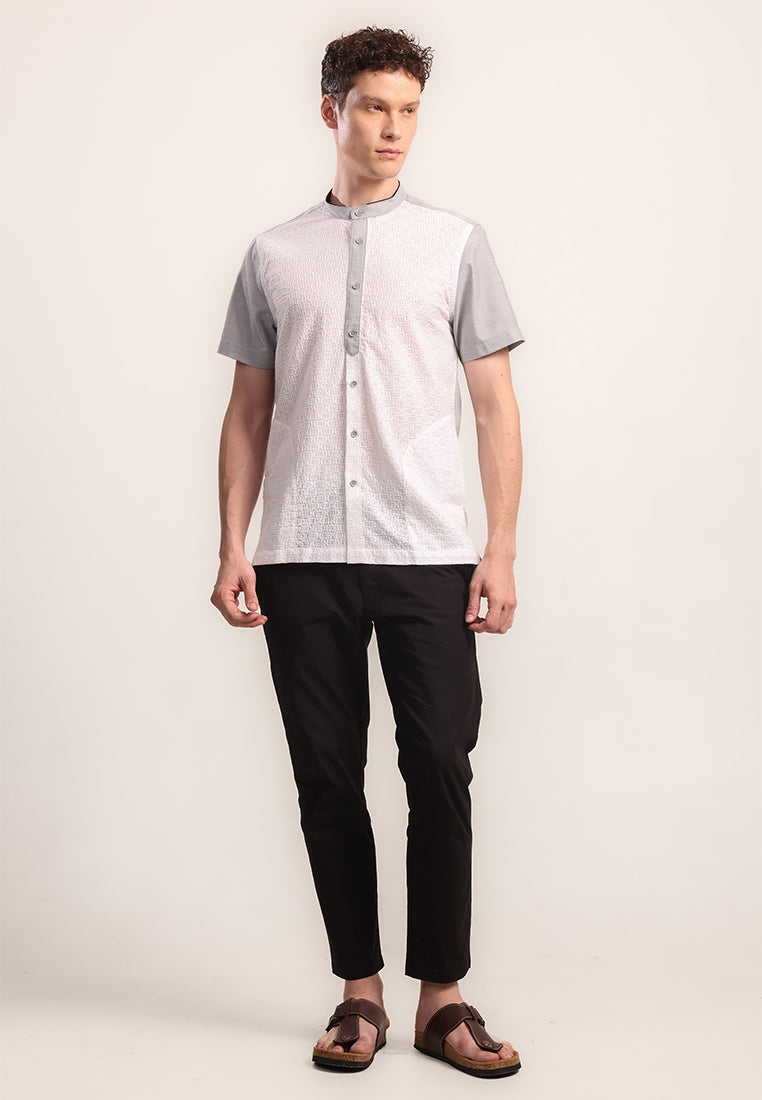 MOC Kemeja Shanghai Lengan Pendek Pria Abbari A - Grey