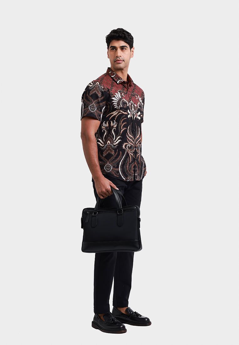 MOC Kemeja Batik Lengan Pendek Pria LHOKSUKEN - MAROON
