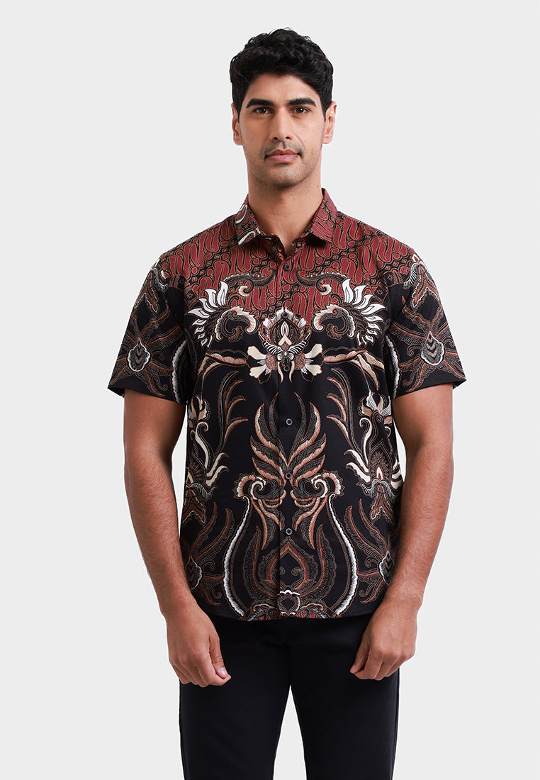 MOC Kemeja Batik Lengan Pendek Pria LHOKSUKEN - MAROON
