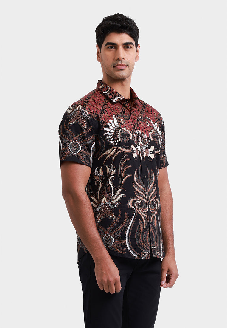 MOC Kemeja Batik Lengan Pendek Pria LHOKSUKEN - MAROON