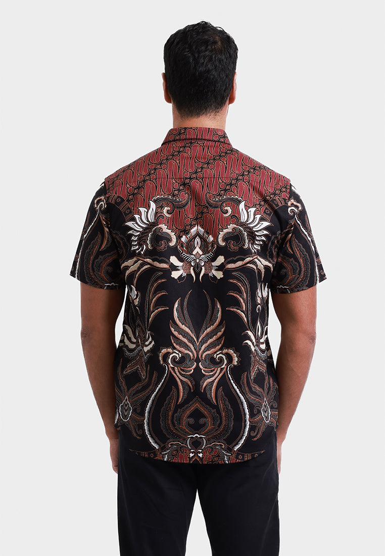 MOC Kemeja Batik Lengan Pendek Pria LHOKSUKEN - MAROON