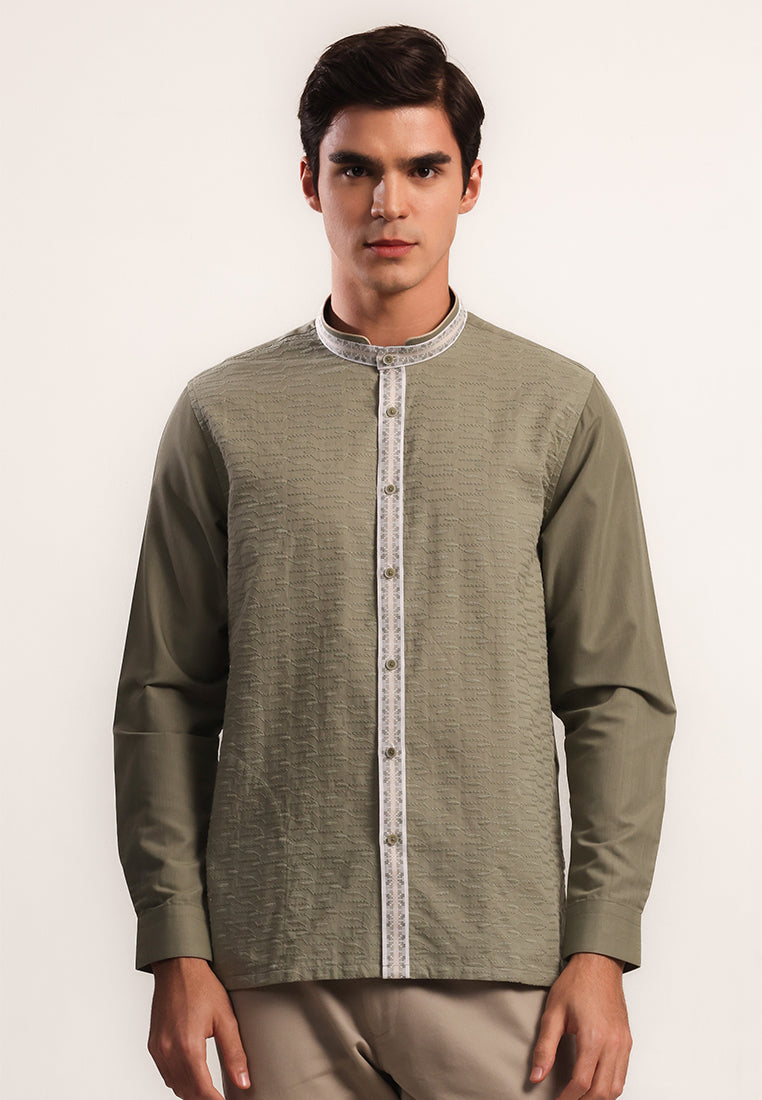 MOC - Kemeja Koko Lengan Panjang Pria Afreen - Olive
