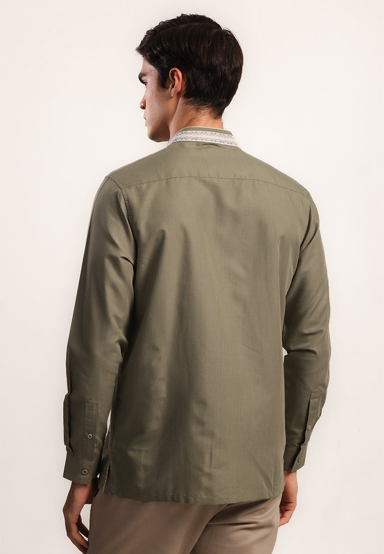 MOC - Kemeja Koko Lengan Panjang Pria Afreen - Olive