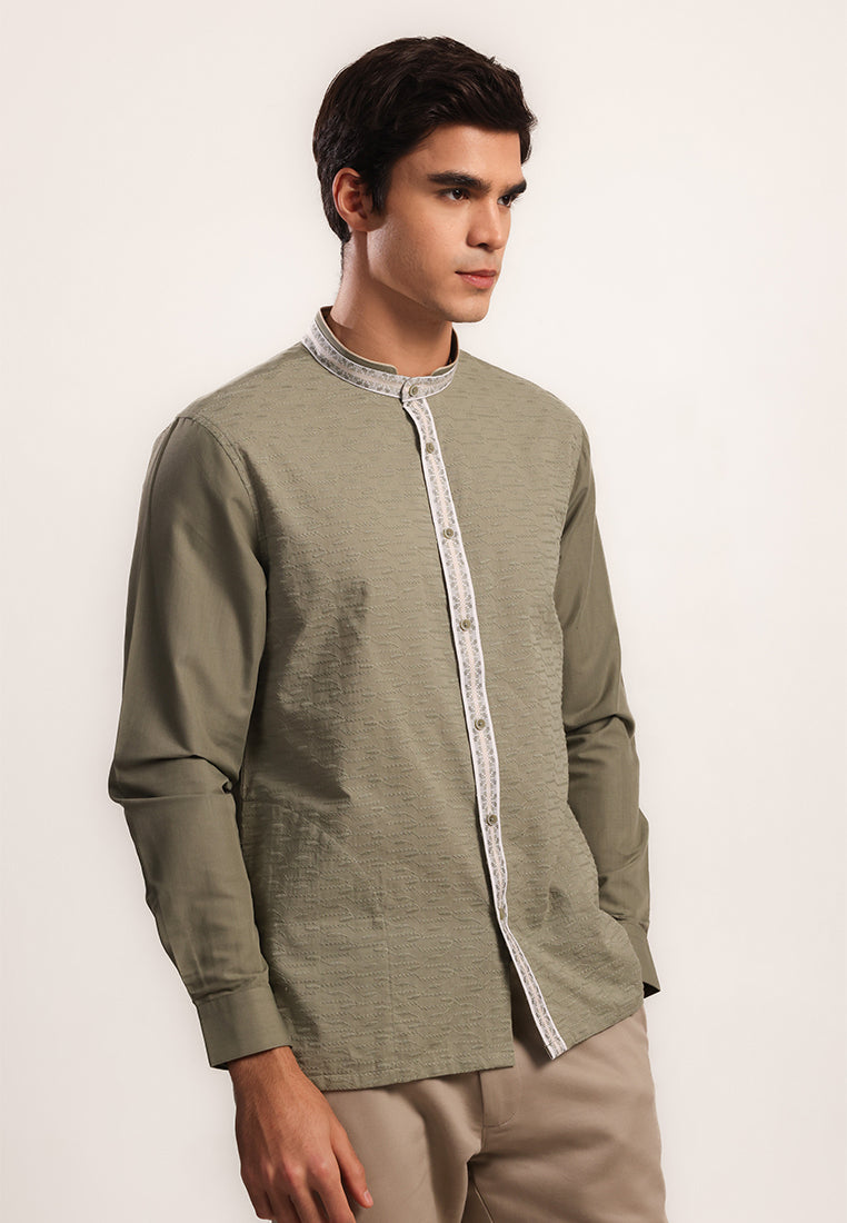 MOC - Kemeja Koko Lengan Panjang Pria Afreen - Olive