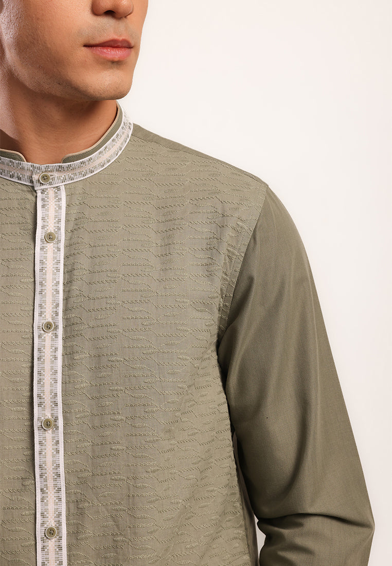 MOC - Kemeja Koko Lengan Panjang Pria Afreen - Olive
