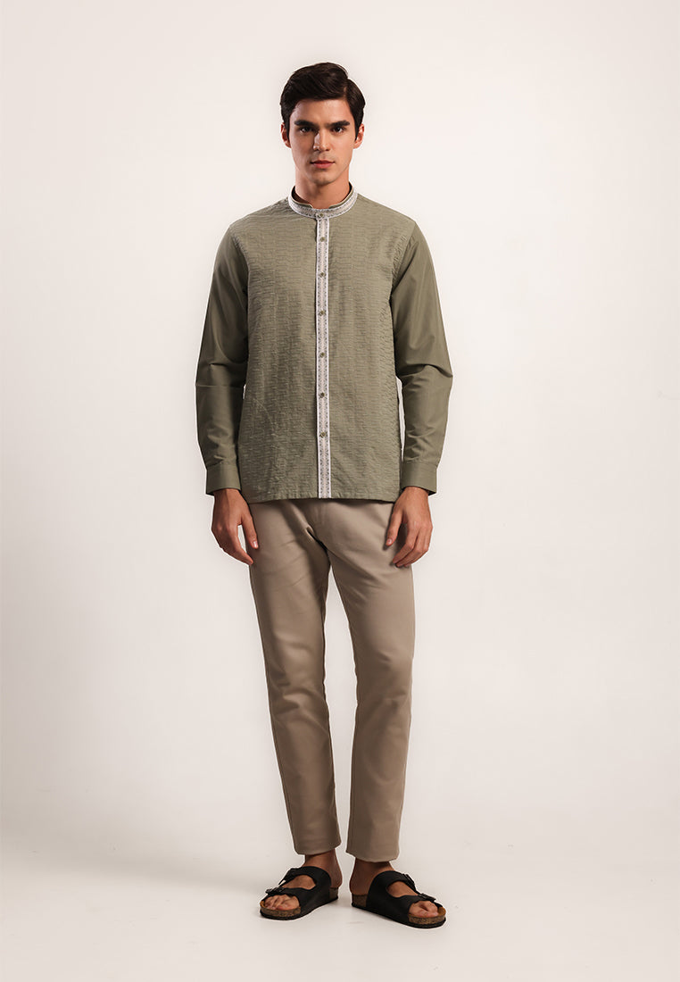 MOC - Kemeja Koko Lengan Panjang Pria Afreen - Olive