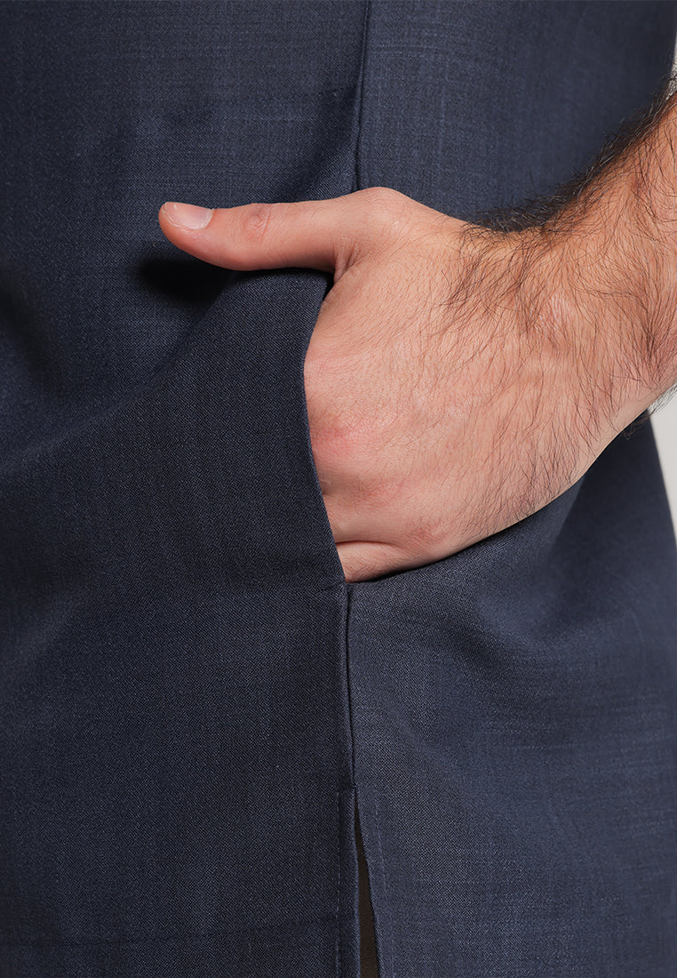 MOC Kemeja Koko Lengan Pendek Pria Albar - Navy