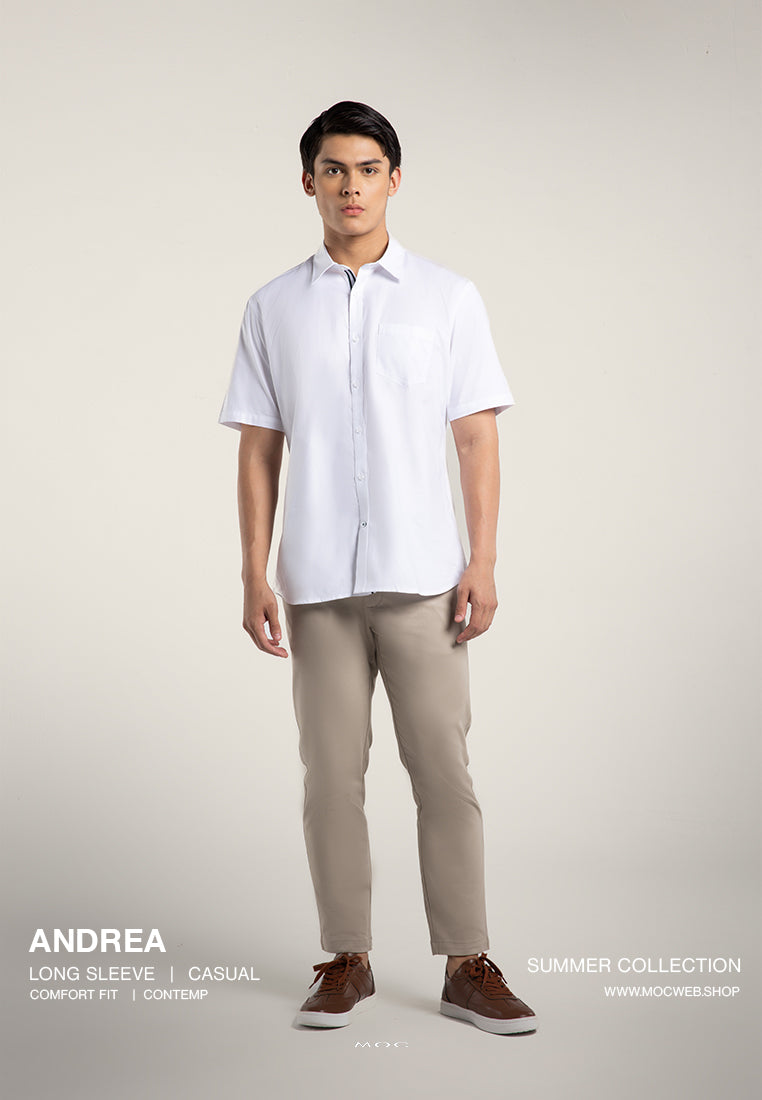 MOC Kemeja Lengan Pendek Pria Andrea - White