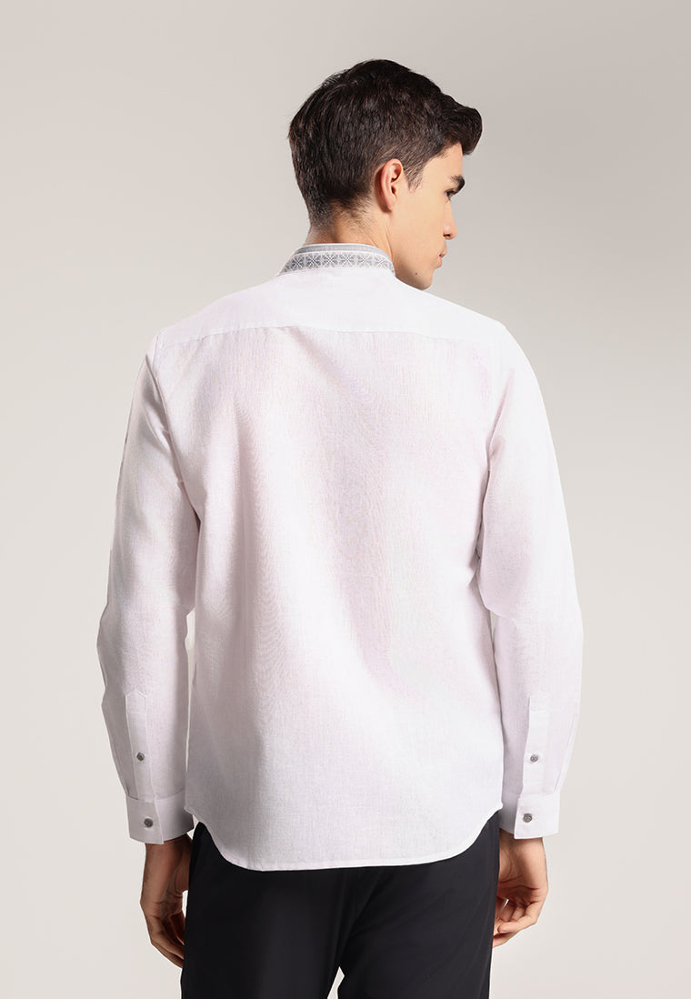 MOC Kemeja Koko Lengan Panjang Pria Arwa - White