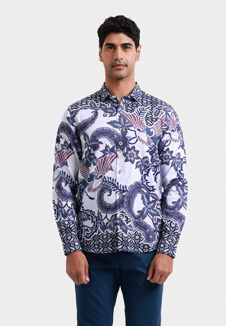 MOC Kemeja Batik Lengan Panjang Pria WANANTARA - NAVY
