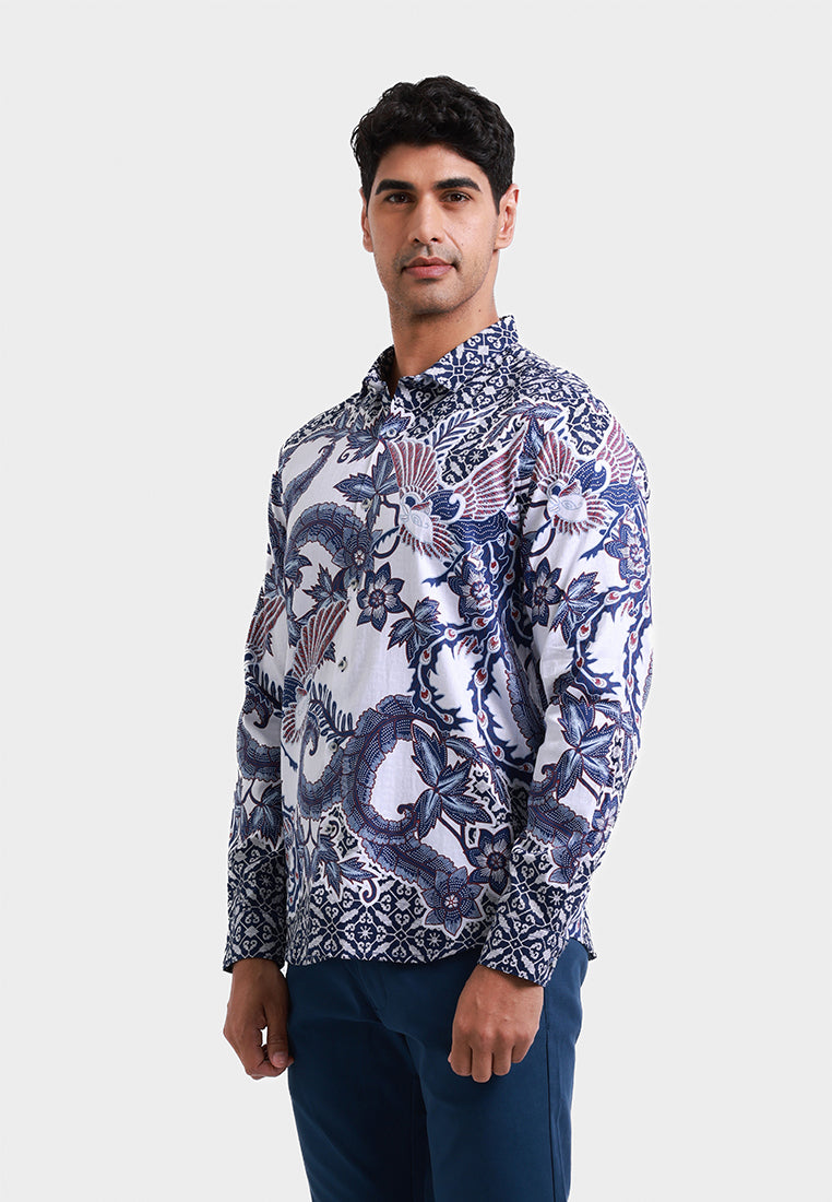 MOC Kemeja Batik Lengan Panjang Pria WANANTARA - NAVY