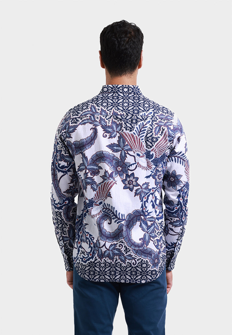 MOC Kemeja Batik Lengan Panjang Pria WANANTARA - NAVY