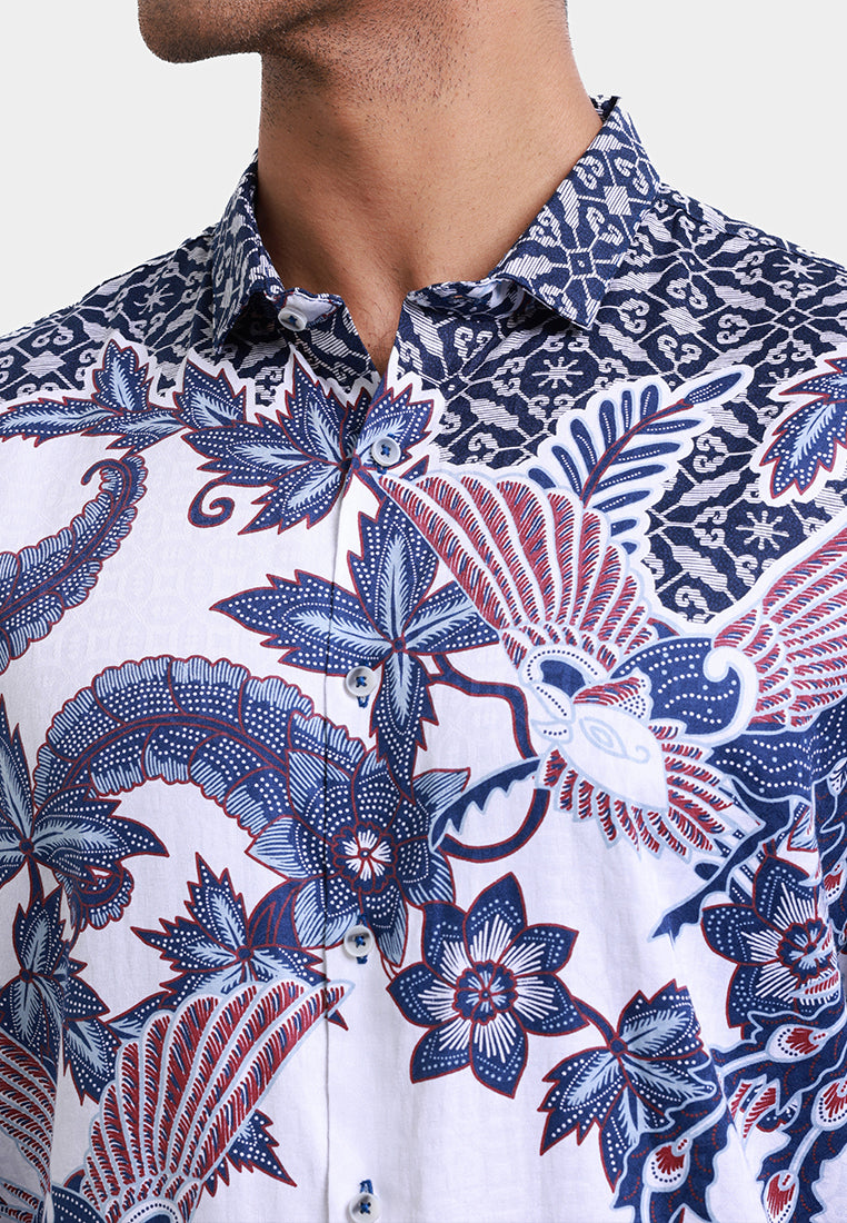 MOC Kemeja Batik Lengan Panjang Pria WANANTARA - NAVY