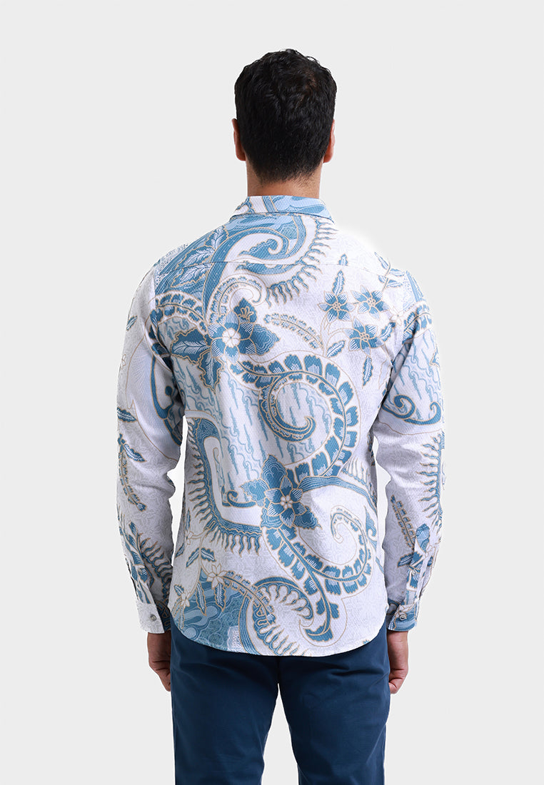 MOC Kemeja Batik Lengan Panjang Pria TJOKORDA - WHITE