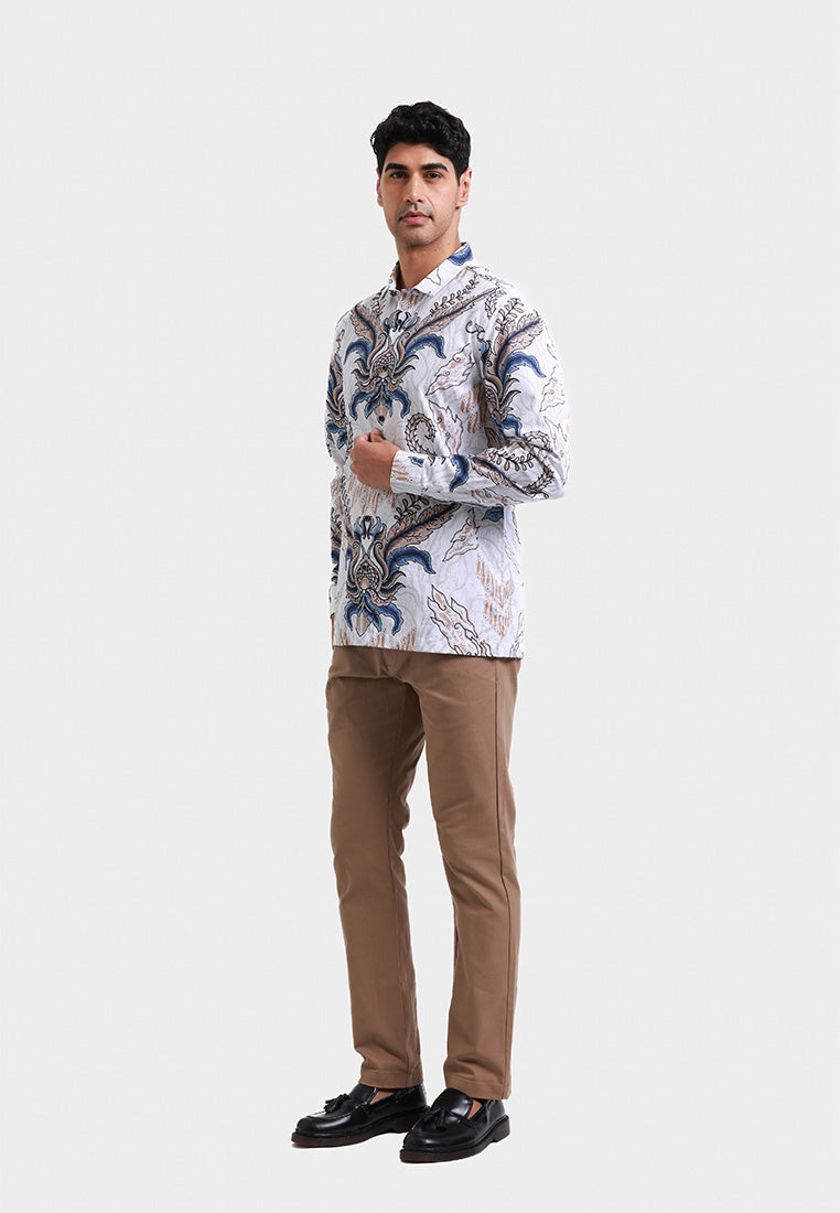 MOC Kemeja Batik Lengan Panjang Pria PURWAJAYA - WHITE