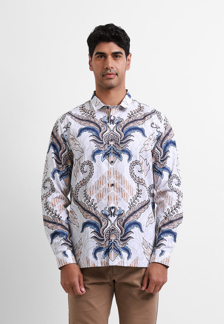 MOC Kemeja Batik Lengan Panjang Pria PURWAJAYA - WHITE