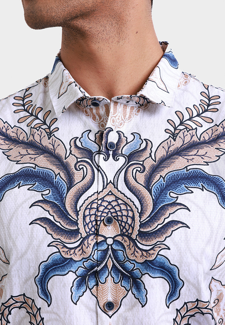 MOC Kemeja Batik Lengan Panjang Pria PURWAJAYA - WHITE