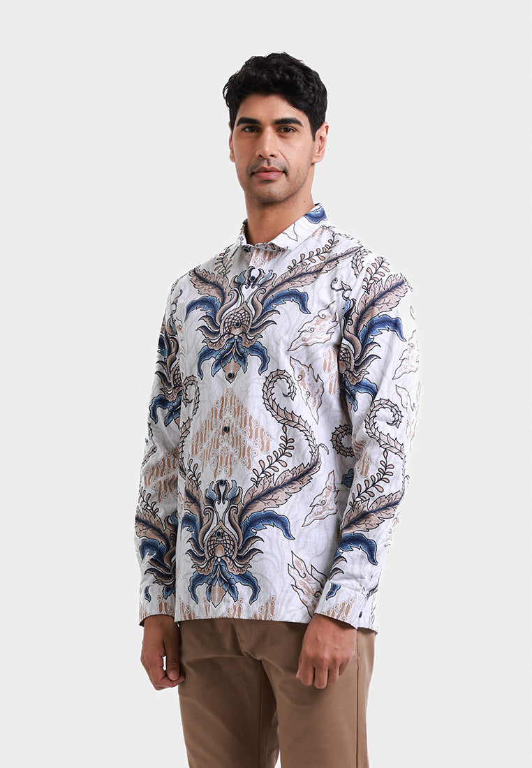 MOC Kemeja Batik Lengan Panjang Pria PURWAJAYA - WHITE