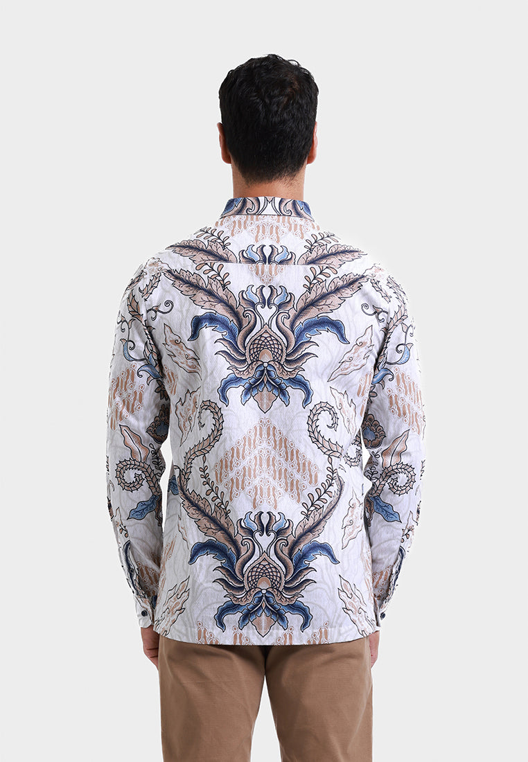 MOC Kemeja Batik Lengan Panjang Pria PURWAJAYA - WHITE