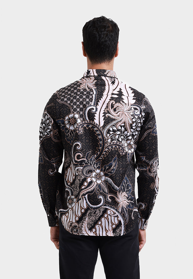 MOC Kemeja Batik Lengan Panjang Pria PALOPO - BLACK