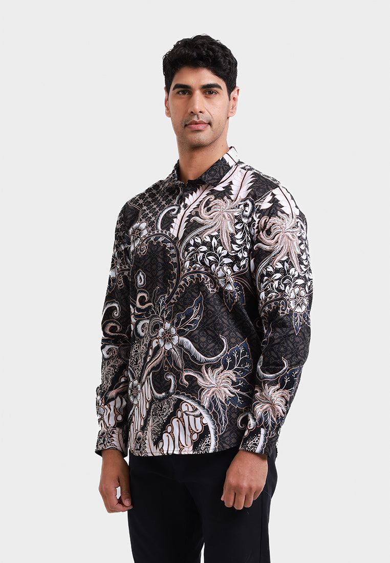 MOC Kemeja Batik Lengan Panjang Pria PALOPO - BLACK
