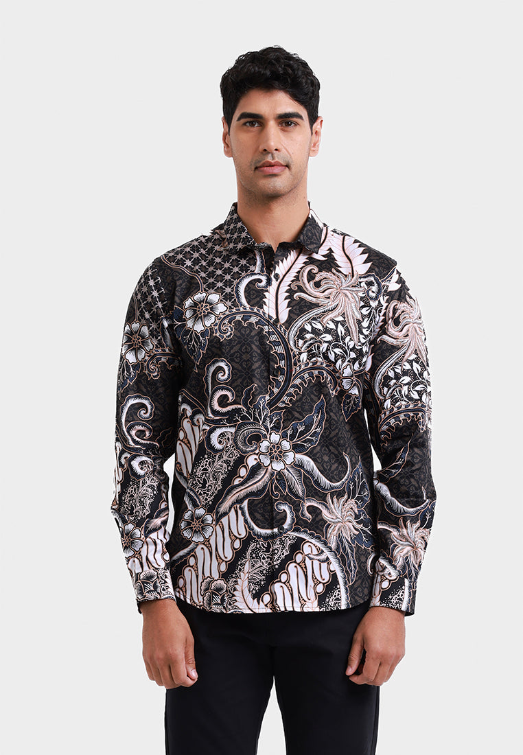 MOC Kemeja Batik Lengan Panjang Pria PALOPO - BLACK